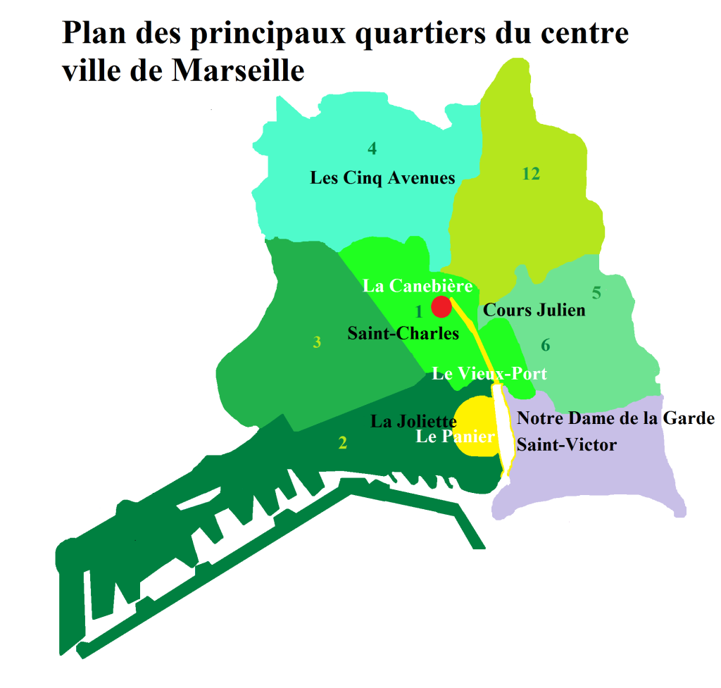 plan de Marseille situant La Canebière